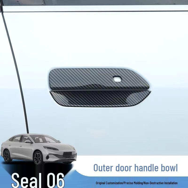 Carbon Fiber Texture Door Handle Bowl Trim for BYD Seal 06 DMi