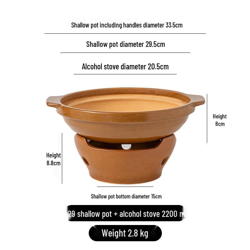 ZISIZ Ceramic Clay Pot with Alcohol Stove Set
