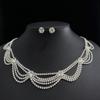 European and American full diamond fringe necklace stud earrings fashion fake collar elegant neck chain lady temperament light luxury bridal design