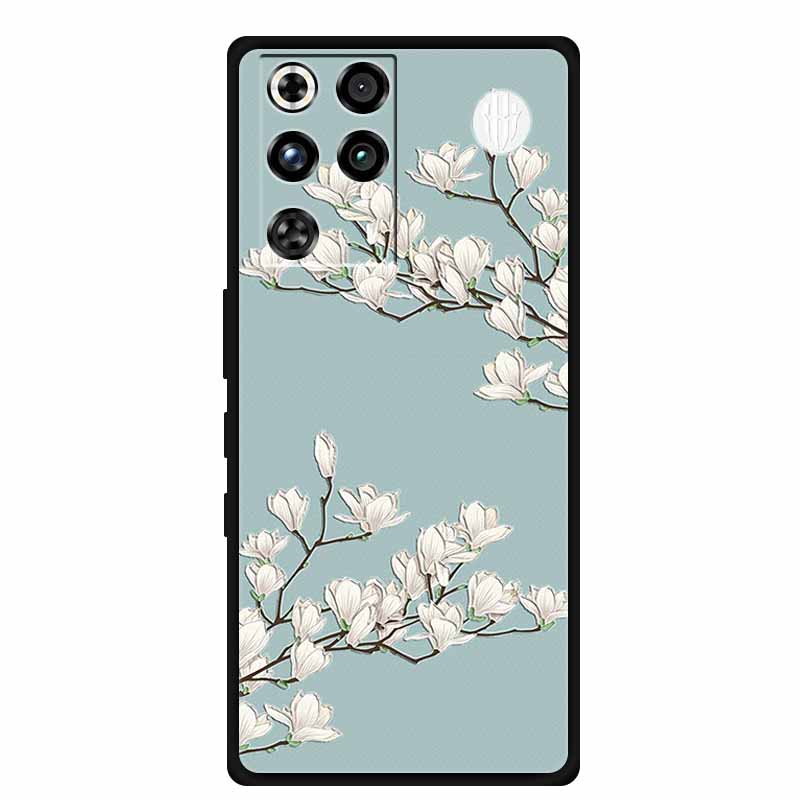 For ZTE Nubia RedMagic 11 Pro 5G Case 3D Emboss Flowers Relief Soft Black Silicone Back Cover For ZTE Nubia RedMagic 11Pro Funda