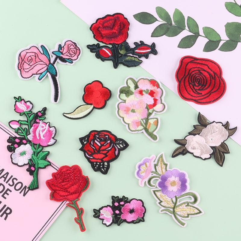 

11Pcs/Set Embroidery Rose Flower Sew Iron on Home Patch Badge Bag Hat Dress Applique Rose Patch