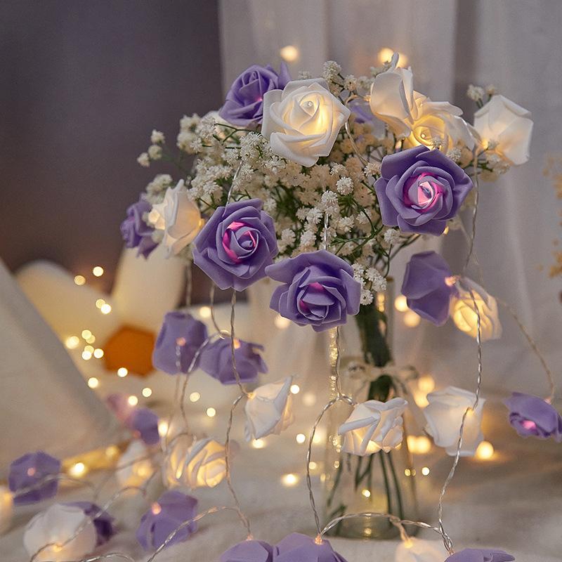 1,5/3 m Červená Růžová Umělá Růže LED Světla Valentýn Růže Květ Víla Řetězec Garland Pokoj Dekor na svatební stůl