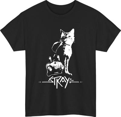 Streunerkatze 100% Baumwolle T-Shirt Herren T-Shirts Oberteil Retro 80er Jahre Stil Katzenliebhaber Vintage Rockabilly Katze Geschenk T-Shirt Oberteil