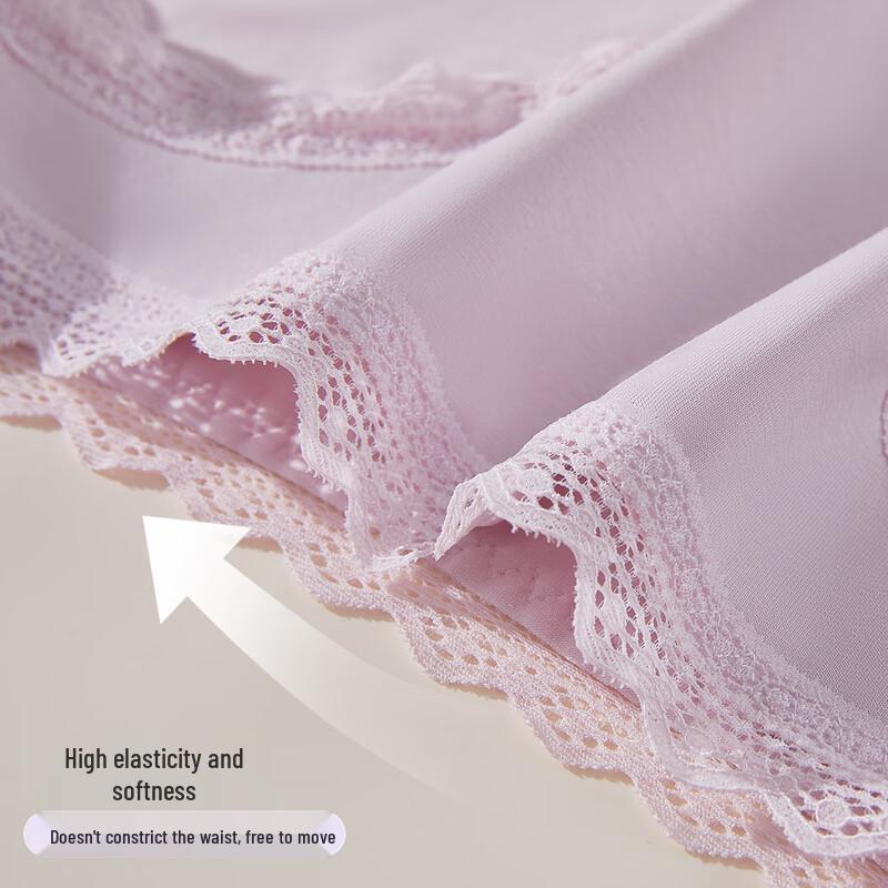 Langsha Women's 7A Antibacterial French Lace Cotton Underwear (4-Pack)