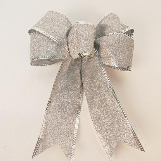 Frostet Skinnende Med Ståltråd Knyttet DIY Julebue Juletre Bånd Sløyfe Anheng Gaveeske Dekor Festartikler