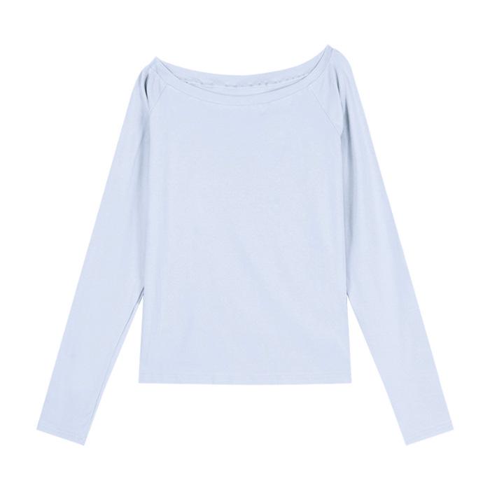 

Футболка женская черная с открытыми плечами Zhang Jingyi - свободный крой с короткими рукавами Small синий