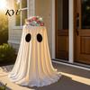 Hanging Ghost Decor Halloween Candy Bowl, Adjustable Height Large Holder, Trick or Spooky Yard Treat Standing Storage Dish for Porch Lawn Garden Prop