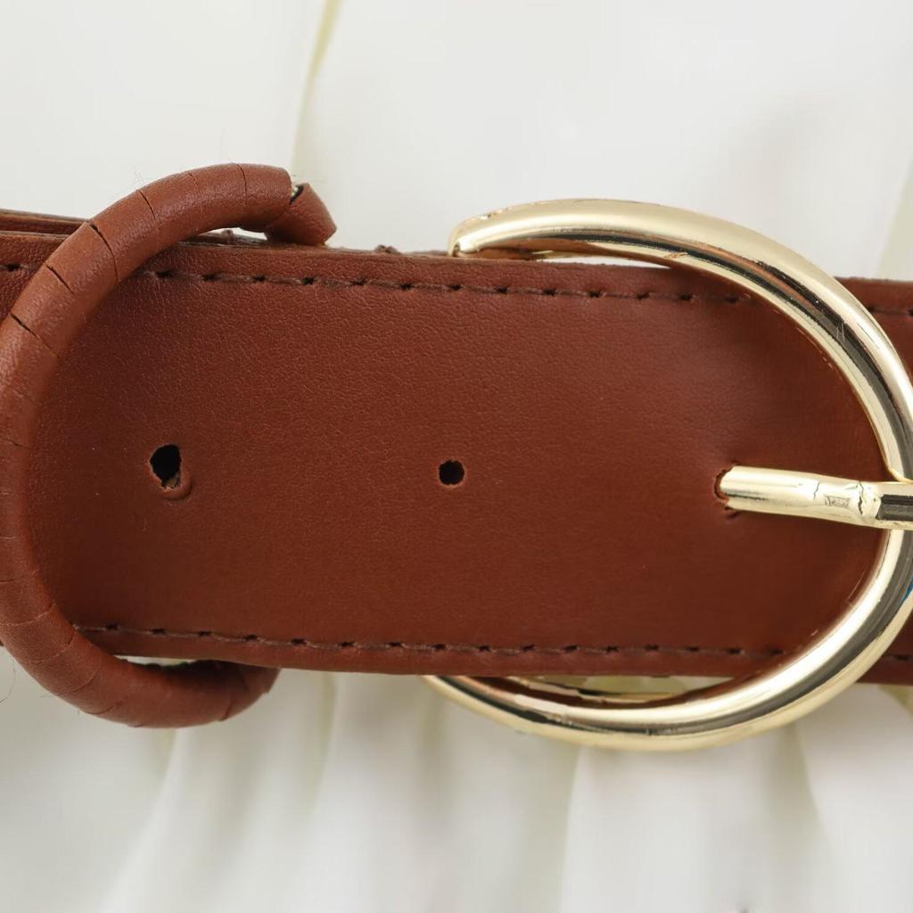 TAOP&ZA Damen Sommer Seidensatin Langarmkleid mit Gürtel