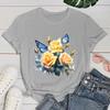 (Premium T-shirt)Flowers Butterfly T-Shirt Women Fashion Harajuku T Shirt Summer Cool Short Sleeve Hip Hop Top Tee