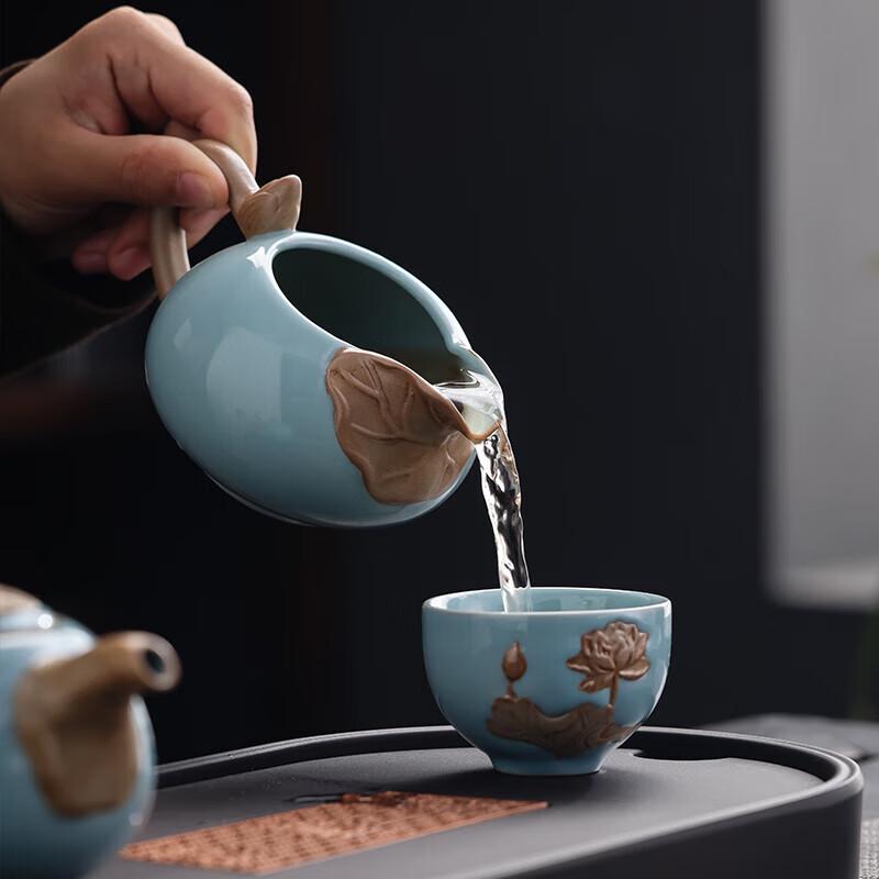Hongyu Ruzhou Kiln 10-Piece Ceramic Tea Set