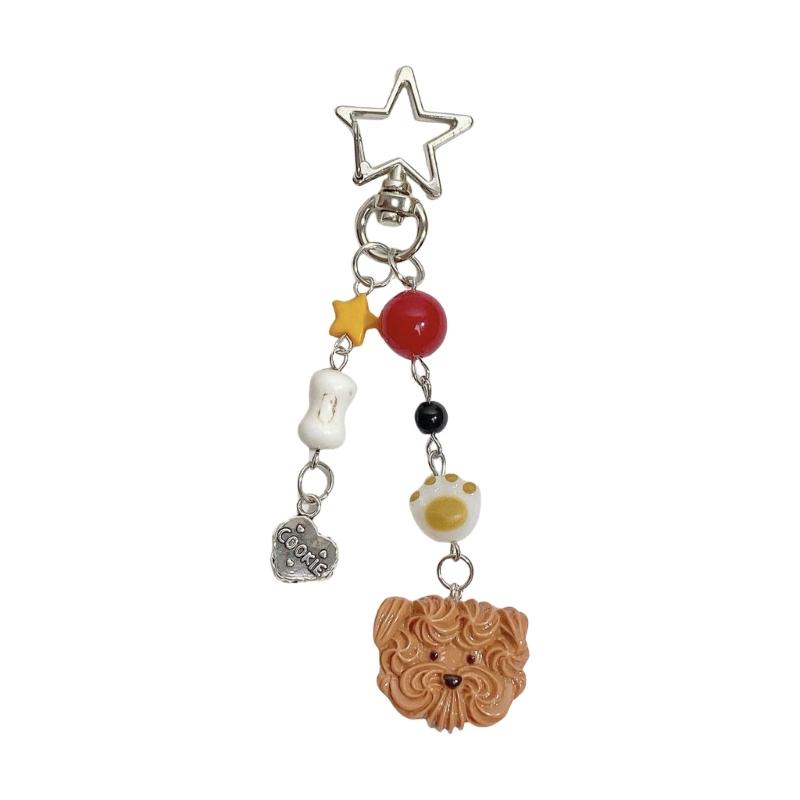 Resin Dog Bead Pendant Keychain Fashionable Keyring Trendy Camera Bag Embellishment Unique Phone Chain Accessories