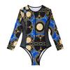 European and American Swimsuit One-piece Long-sleeved Mesh Stitching Surf Suit