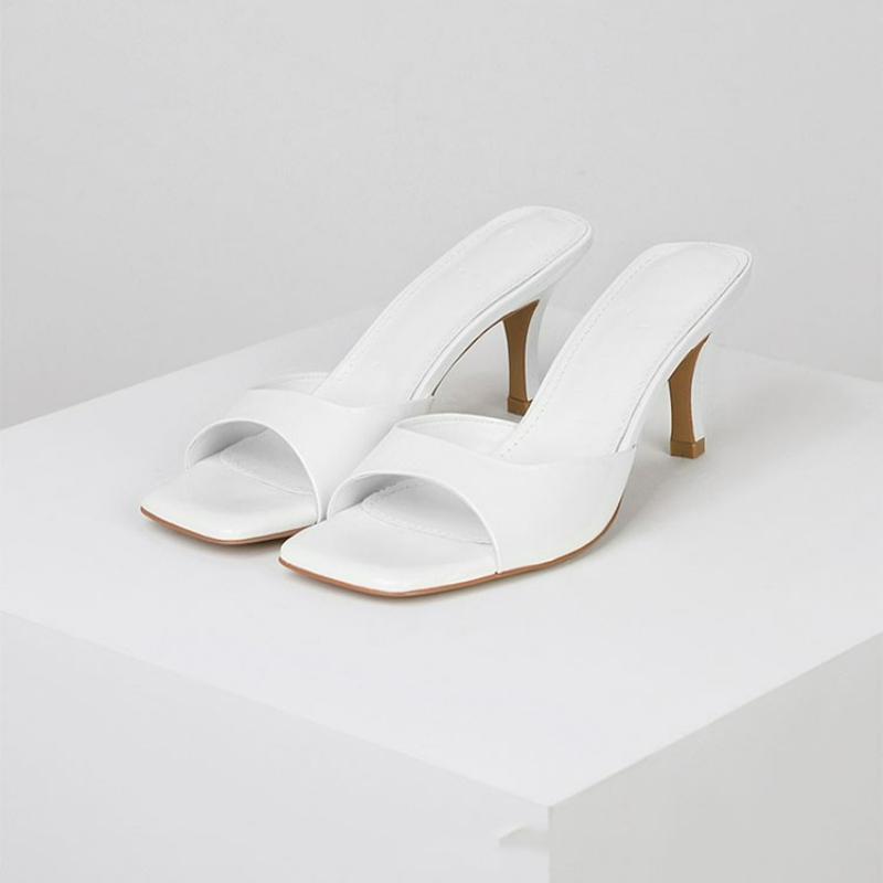 Fashion Women High Heel Sandals Square Toe Slippers Summer Casual Sandals Sexy Thin High Heel Patent Sandals Outdoor Plus Size Slippers