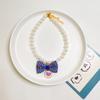 Pet Bowknot Adjustable Collar Cat Jewelry Pendant Princess Pearl Necklace Puppy Collar Decorative Dog Collar Accessories