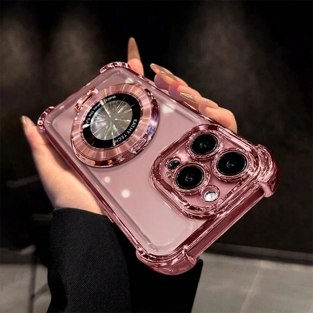 Anti-Drop Luxury Electroplated Phone Case For 17 16 15 14 13 12 11 Pro Max Plus Air With Ring Holder Magnetic Stand Cover