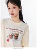Korean Style Summer Cake Print Girlish Creamy Short Sleeve T-Shirt - Loose Round Neck Couple Outfit
