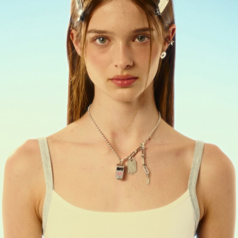 SENTIMENTS No.553 [SILVER PINK] 24 COLOR WHISTLE NECKLACE