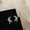 Niche Design Sense Star Moon Zircon Stud Earrings Women'S Personality Unique Exquisite Elegant Temperament Fashion Versatile Earrings