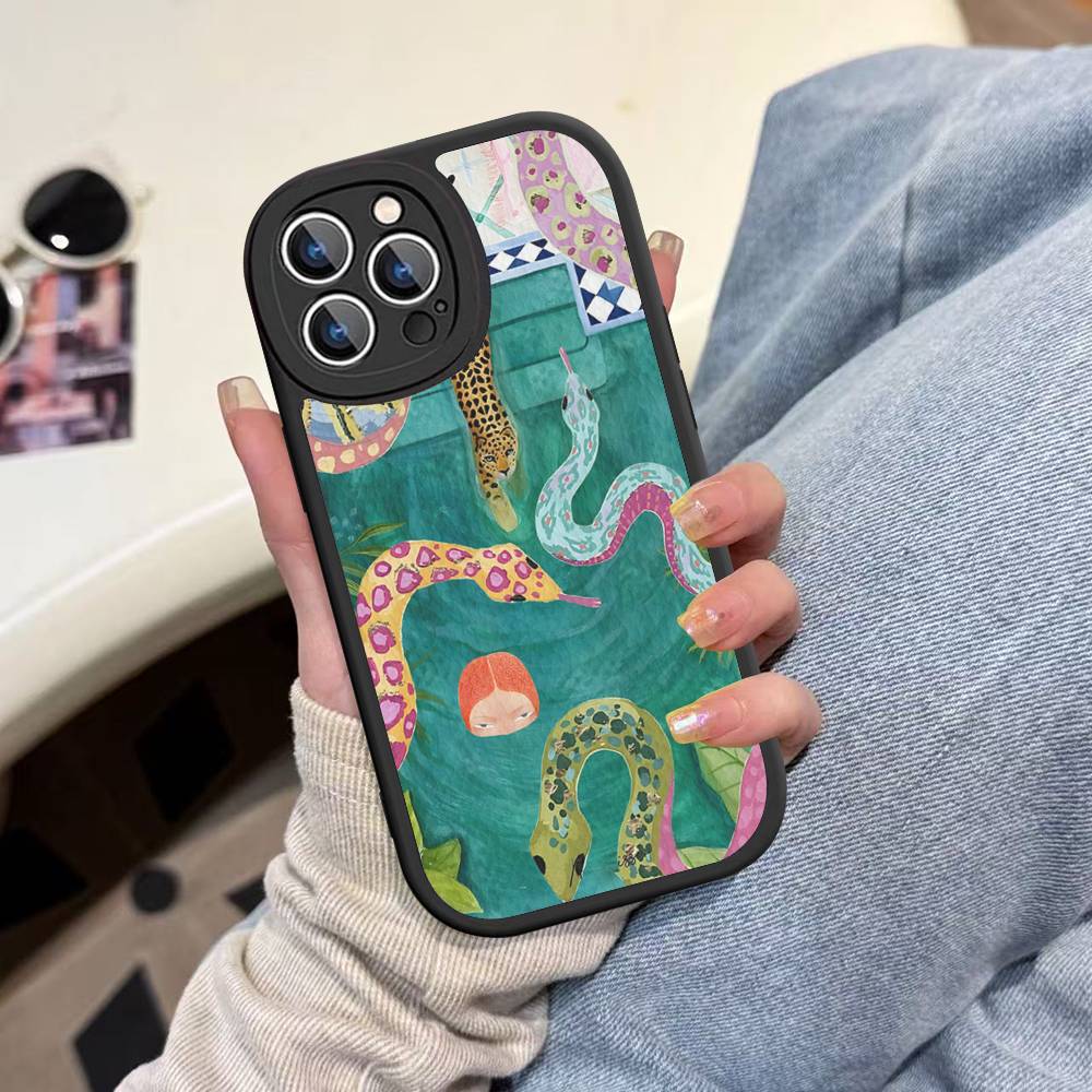 

Colorful Abstract Tiger, Leopard, Snake, Tropical Jungle Phone Case For IPhone 16 15 14 11 12 13 Pro Max Plus Back Leather Shell iPhone 15