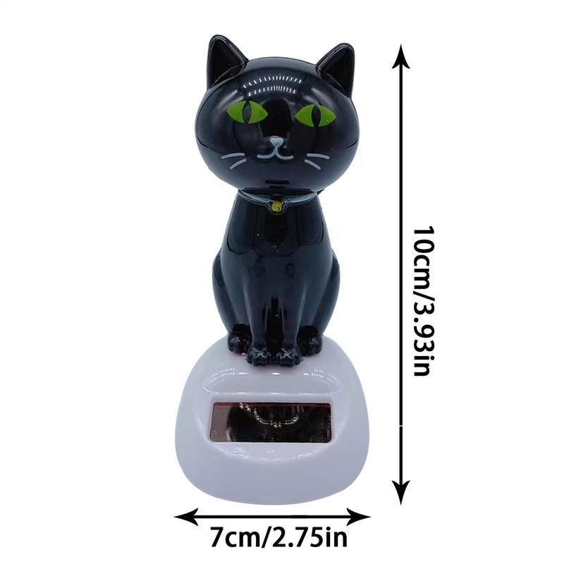 Bobble Head Cat Ornament Solar Powered Dancing Toy Shaking Head Dashboard Doll Solar Swing Doll for Car Interior Decoration