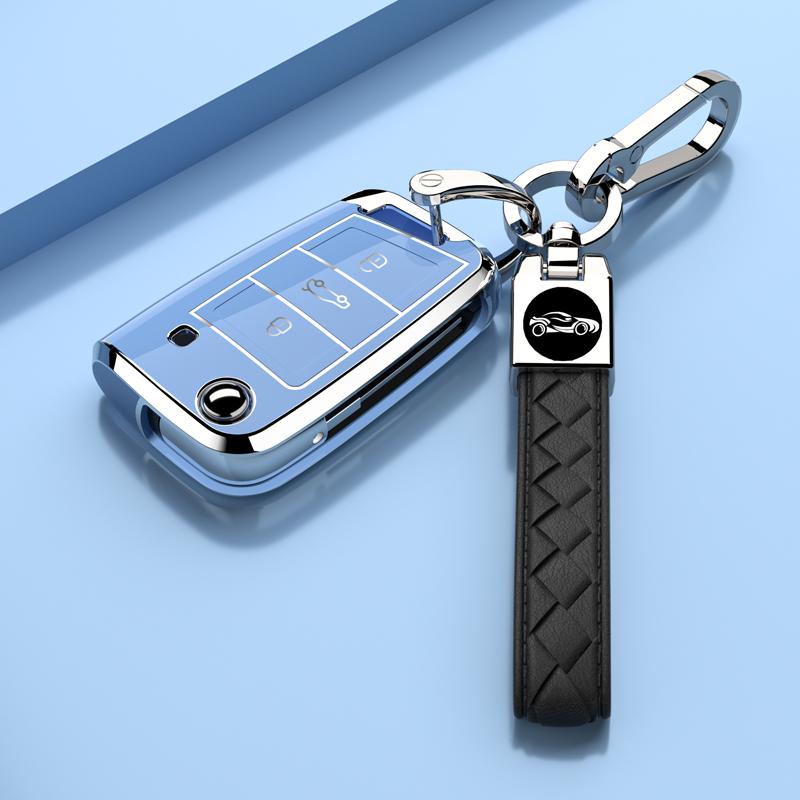 Fashion Plating Silver Edg Car Key Case Cover For Vw Volkswagen Golf 7 Mk7 Tiguan Mk2 Skoda Octavia Kodiaq Karoq Seat Ateca Leon