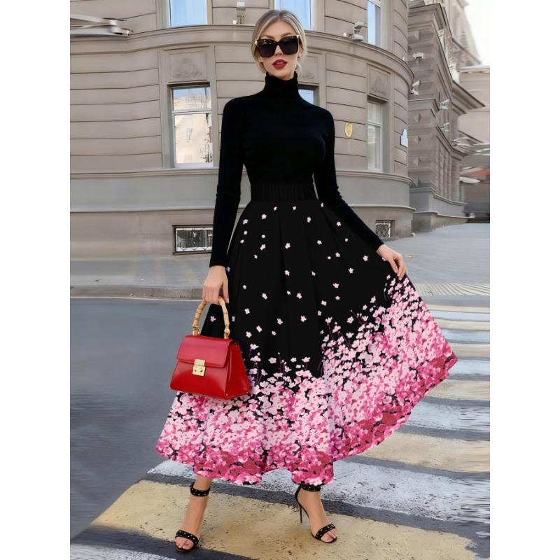 Women's A Line Skirt Casual High Waist Midi Skirt Summer Lightweight Pleated Skirt for Women Office Party Streetwear Fashion