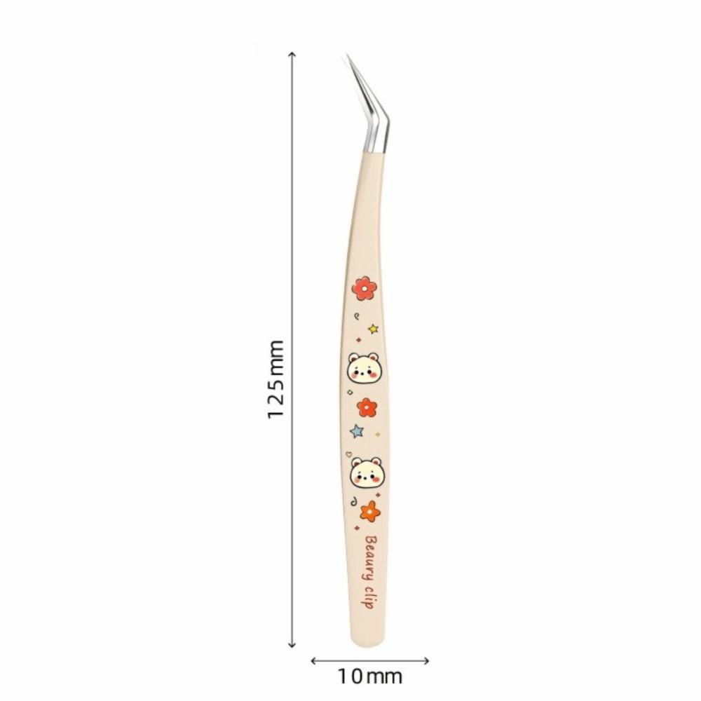 Cartoon Bear Print Lash Extension Tweezers  Hand Account Sticker Application