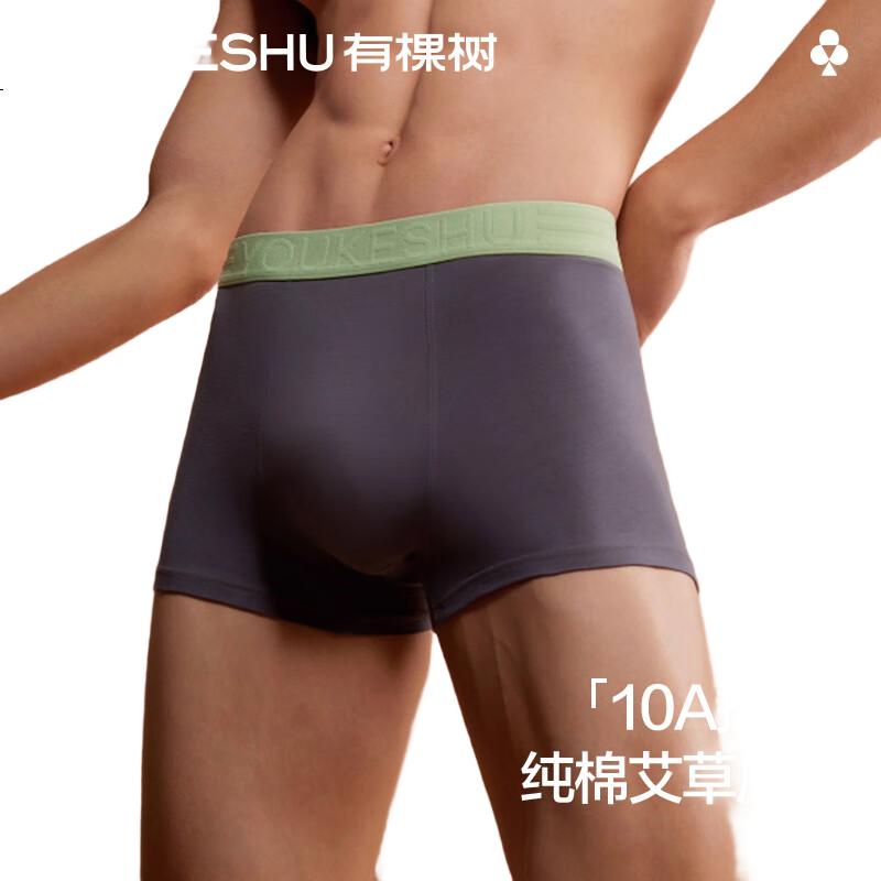 YOUKESHU Men's Cotton Breathable Antibacterial Seamless Boxer Briefs 10A Autumn Winter