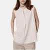 UNIQLO Solid Color Floral Half Open Collar Sleeveless Vest Women tops Light-Beige 467623-30