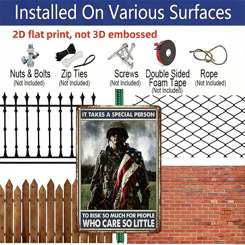 2D Flat Classic Retro Aluminum Plaque - Celebrating Courageous Veterans with Distinctive Design, Sturdy Metal Composition, Ideal Present for