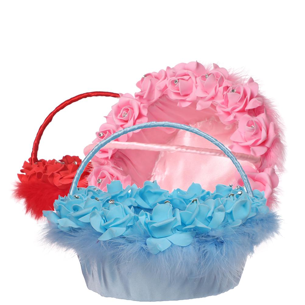 1 szt. Koszyk na kwiaty w stylu zachodnim, koszyk na kwiaty ślubny, delikatny koszyk na kwiaty dla panny młodej, koszyk na kwiaty tkany z imitacji bambusa, kreatywny