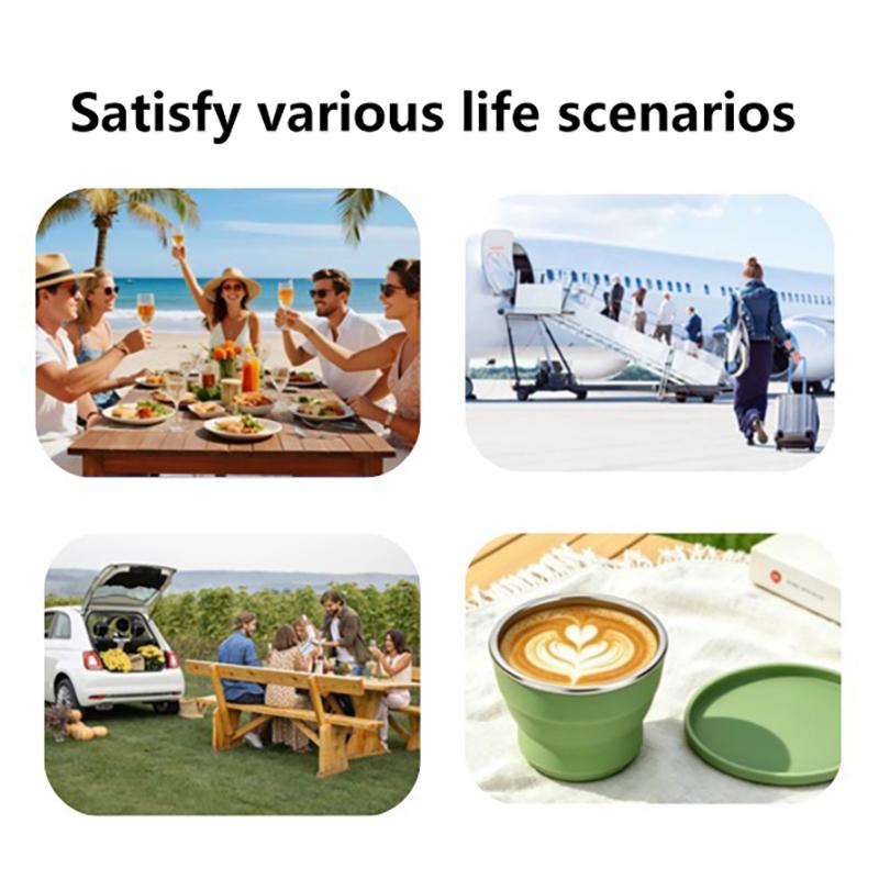 Foldable Silicone Coffee Cup 170ml Leakproof with Lid Portable Lightweight Mug for Backpacking Trip Daily Office