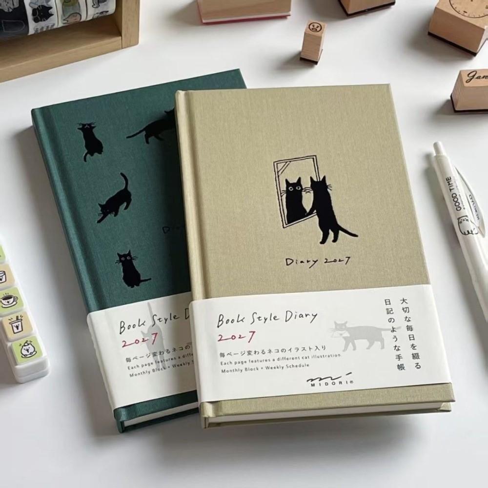 Hardcover 2027 Schedule Book Kitten/Puppy Illustration 2027 Agenda Book Daily Planning