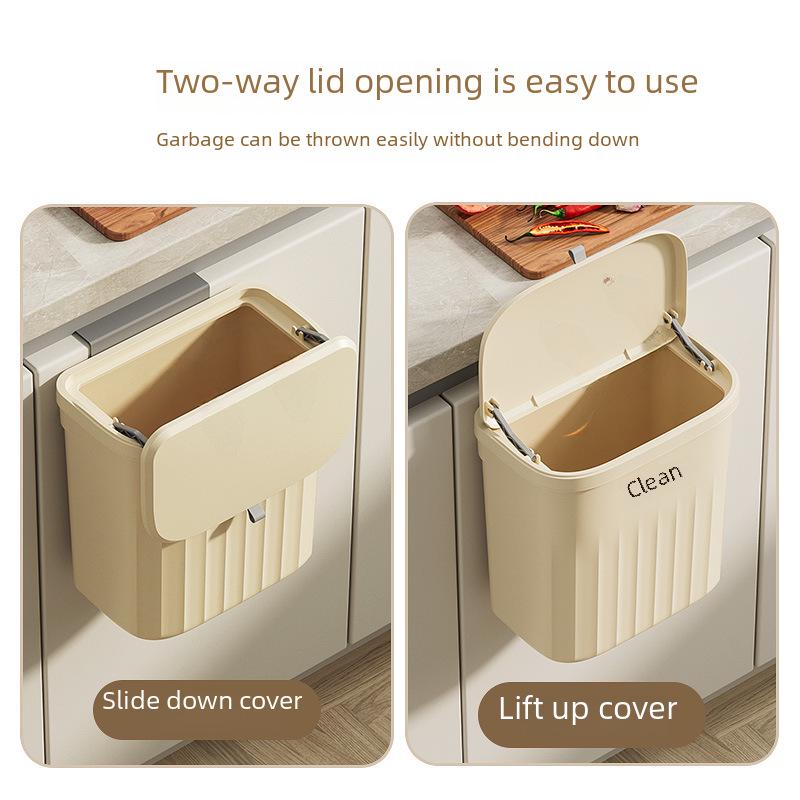 Coș de gunoi cu capac rabatabil montat pe perete pentru bucătărie, baie sau toaletă