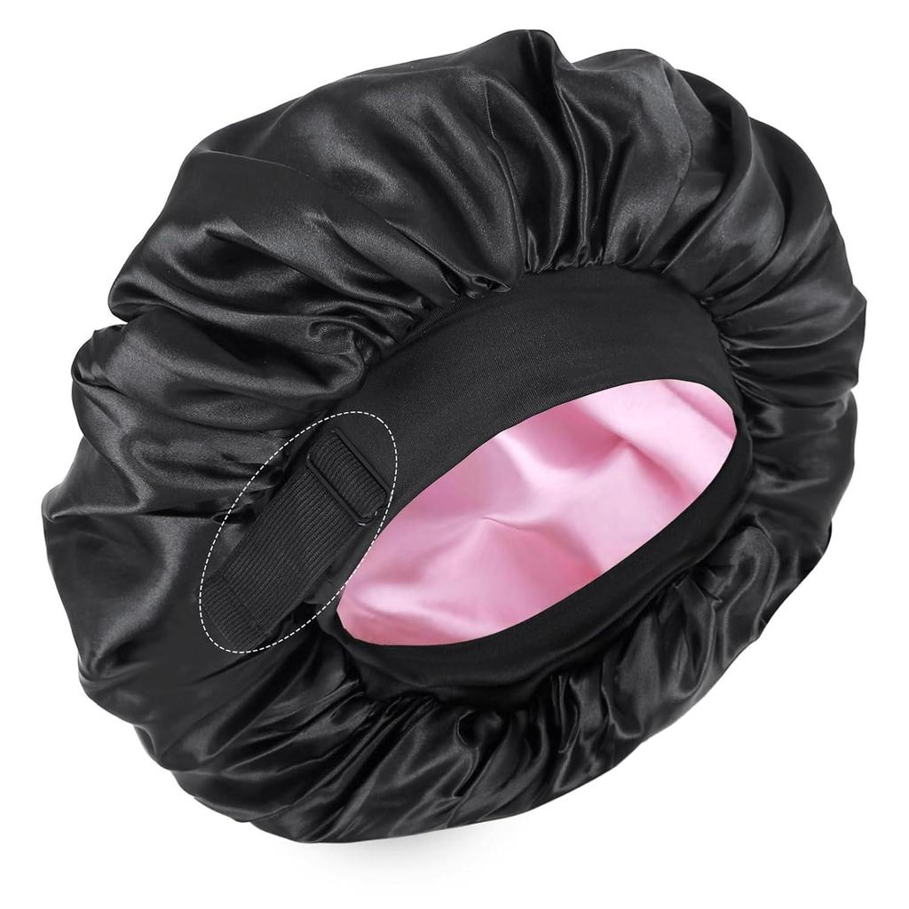 Shein Temu Double-Layer Elastic Satin Sleep Cap for Women