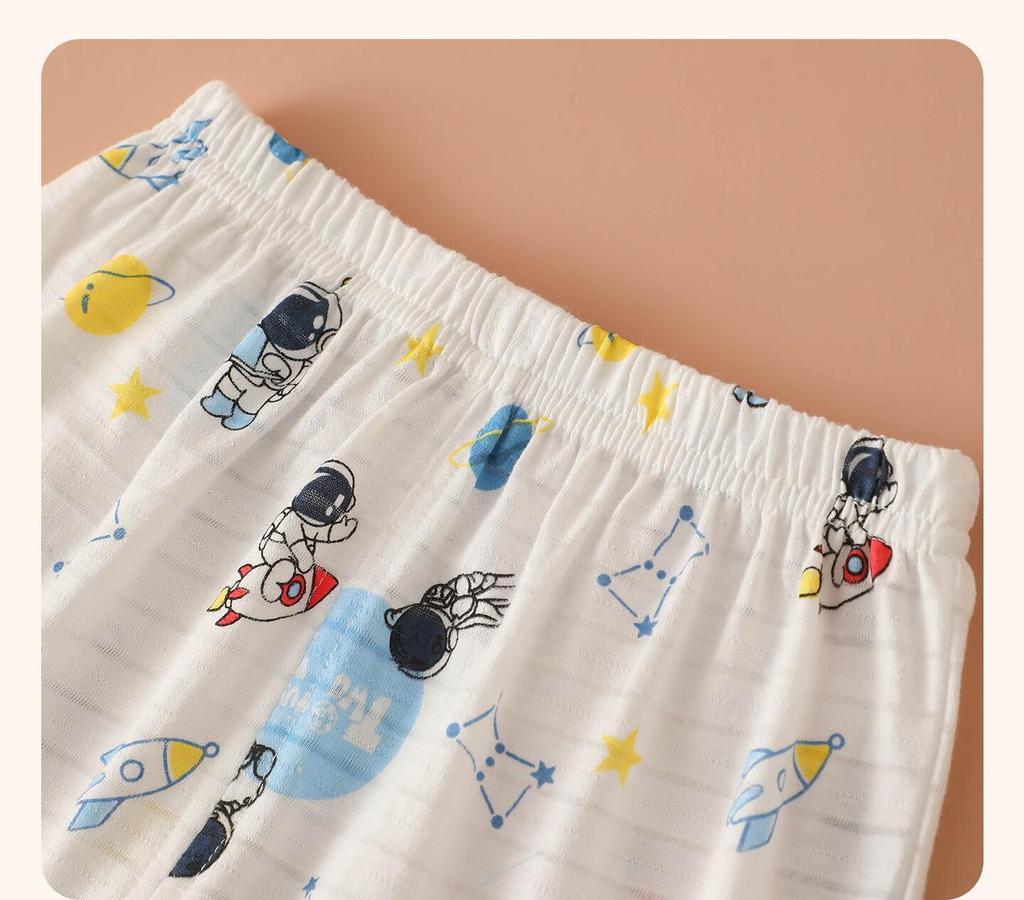 Sommer-Jungen-Dünne Baumwoll-Dreiviertelhosen - Atmungsaktive Freizeithosen für Kinder