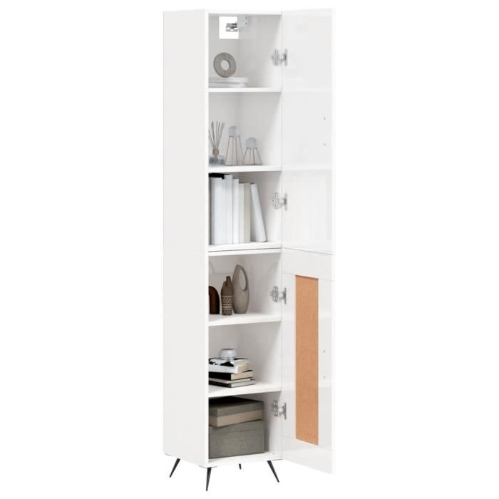 VidaXL Buffet haut Blanc brillant 34,5x34x180 cm Bois d'ingénierie 3199083