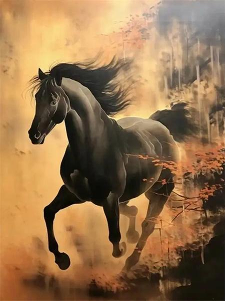 5D Diamond Painting New Arrivals Black Horse Full Round Embroidery Mosaic Animal Home Decor