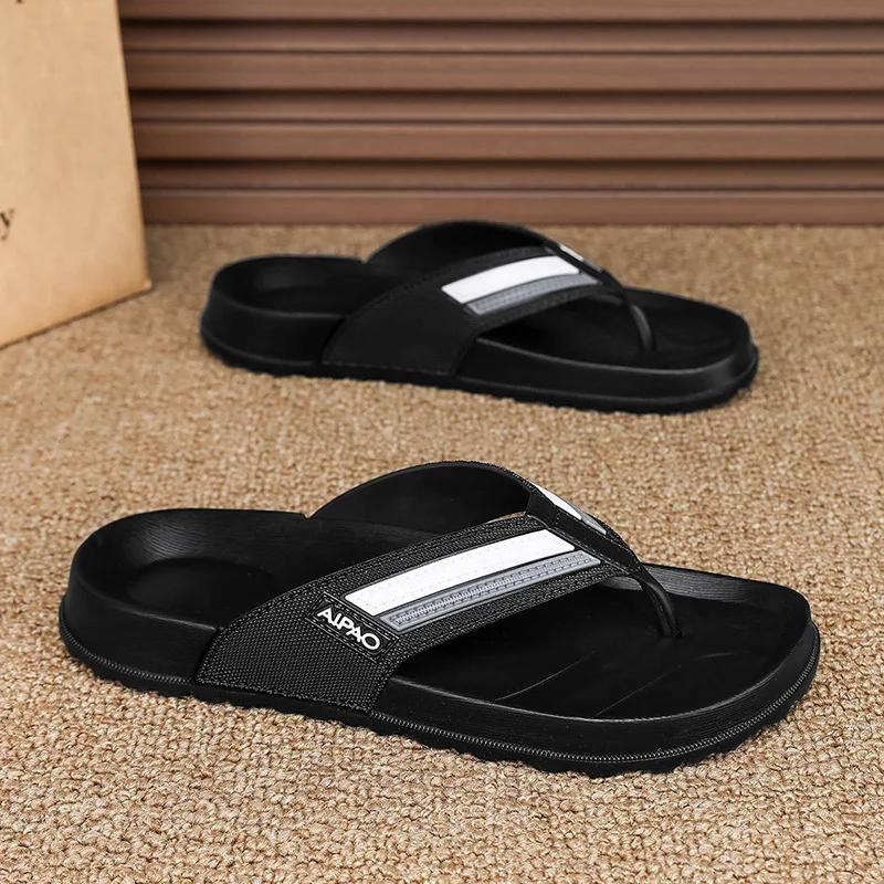 

Мужские модные повседневные шлепанцы летняя уличная обувь нескользящие тапочки для ванной плавания пляжа подошва ПВХ удобная обувь 40 чёрный