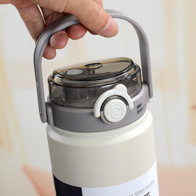 1L/1.2L Stainless Steel Thermal Water Bottle Thermoses Vacuum Flask With Straw Tumbler Portable Cold Hot Drinks Thermos Cup Gym