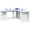 VidaXL Bureau avec lumières LED blanc 152x152x91 cm bois d'ingénierie, bureau d'ordinateur, bureau d'écriture, meuble de 3309456