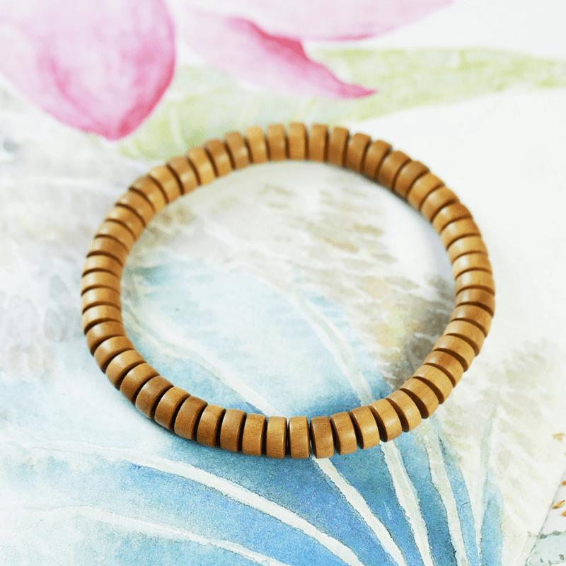 

Sandalwood Exquisite Straight-Cut Bracelet for Men & Women, Tablet Beads, Buddhist Hand-Twisted Single Circle