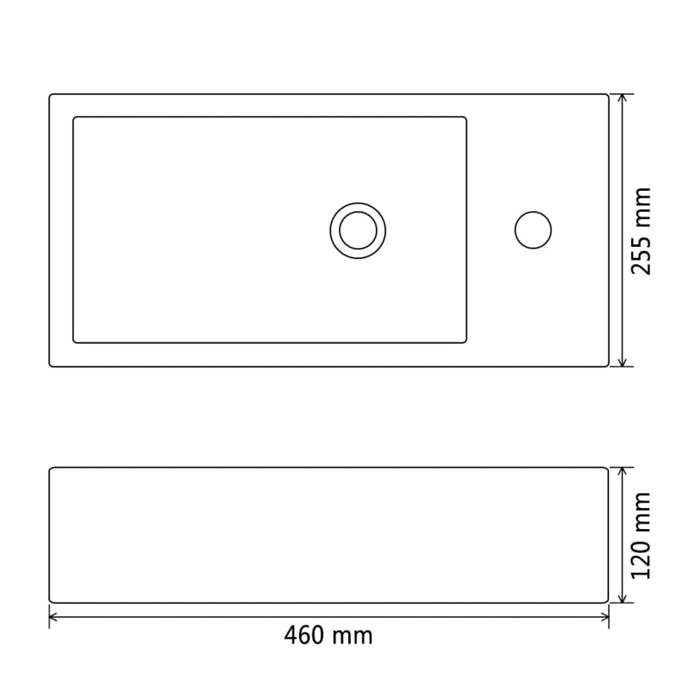 Washbasin - vidaXL - Ceramic Black - 46 X 25.5 X 12 Cm - Tap Hole - Easy Mounting