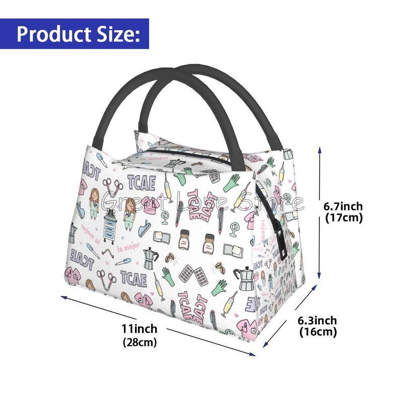 Doctors Nurse Print Thermal Lunch Bag Women Portable Insulated Cooler Bag for Picnic Work Reusable Packed Lunch Box Bags