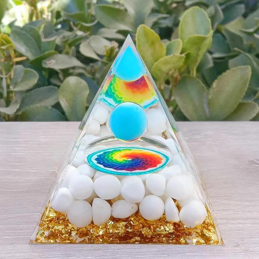 Crystal Stone Pyramid Resin Decor: Home, Office, Car Ornaments