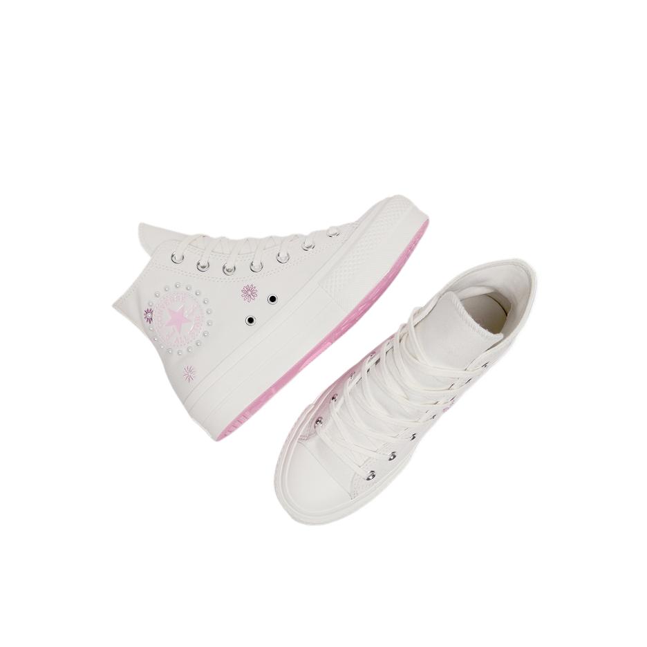 Converse All Star Lift Fashionable Durable High-top Skate Shoes for Women In White