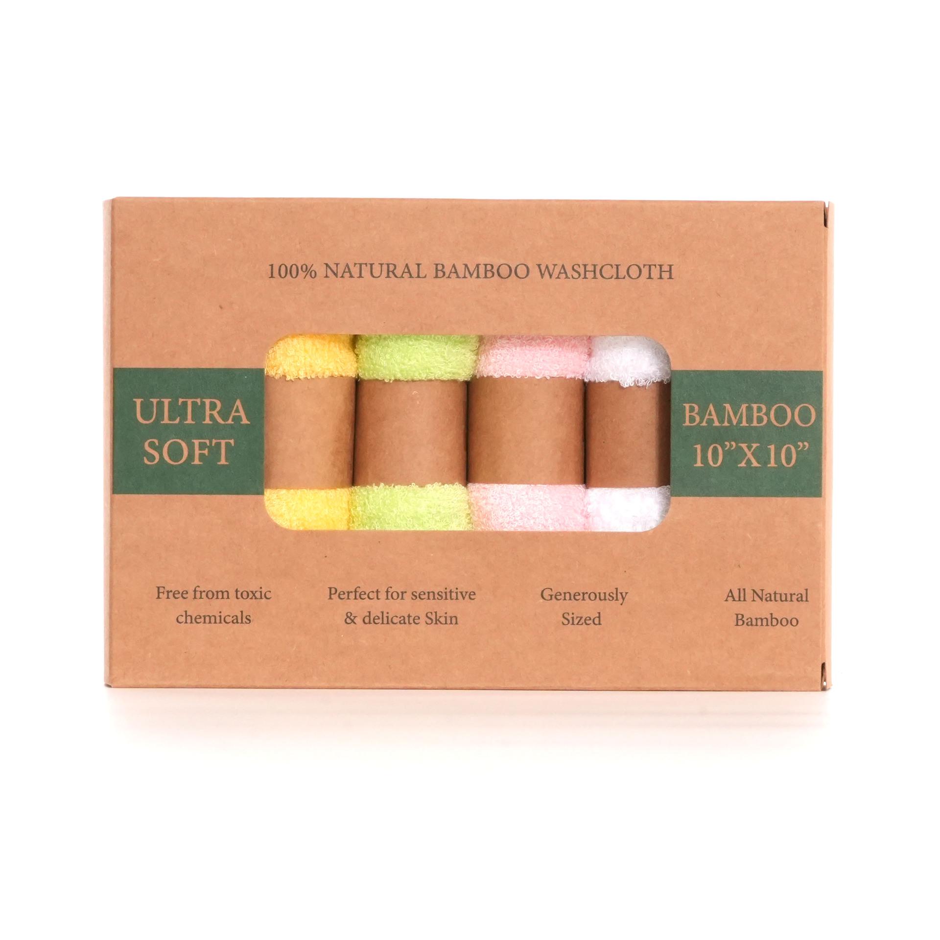 

Bamboo Fiber Baby Towel Set: Soft, Absorbent, Colorfast 6-Piece Face & Cleansing Cloths 6-Piece Box Set Green