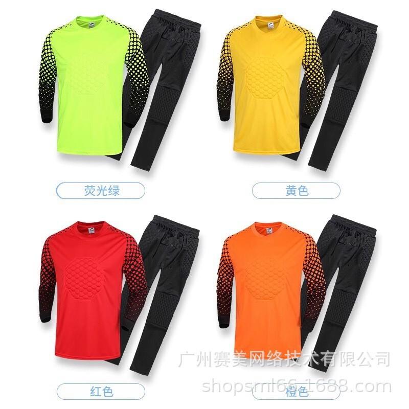 Football Goalkeeper Uniform Set Adult Children Long-sleeved Sponge Pads Match Training Jersey