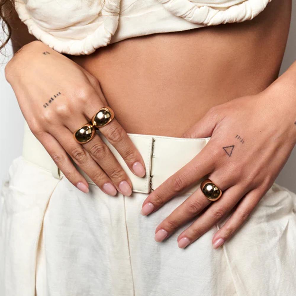 Youthway New  Stainless Steel Exaggerated Ball Ring For Women Metal Texture Trendy Romantic Waterproof Jewelry Gala Gift