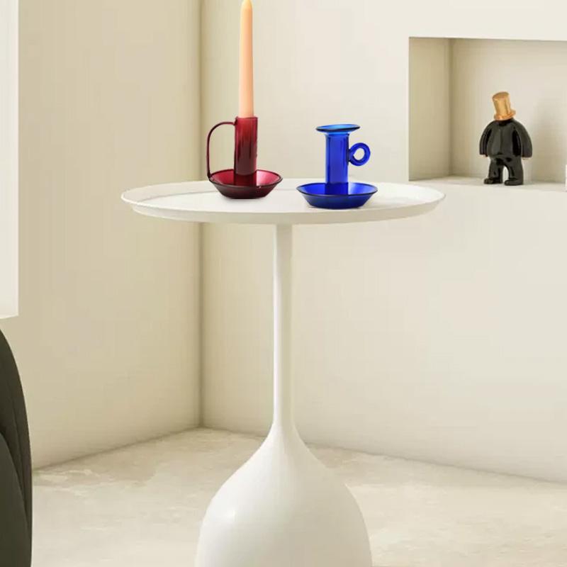 1PC Round Handle Transparent Candle Stand Handcrafted Multicolored Retro Home Decor Classic Candle Holder